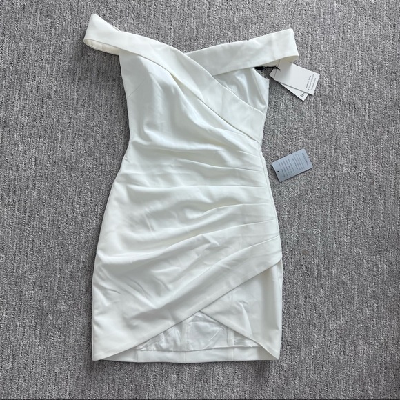 Lavish Alice Off-The Shoulder Wrap Minidress - Picture 4 of 7